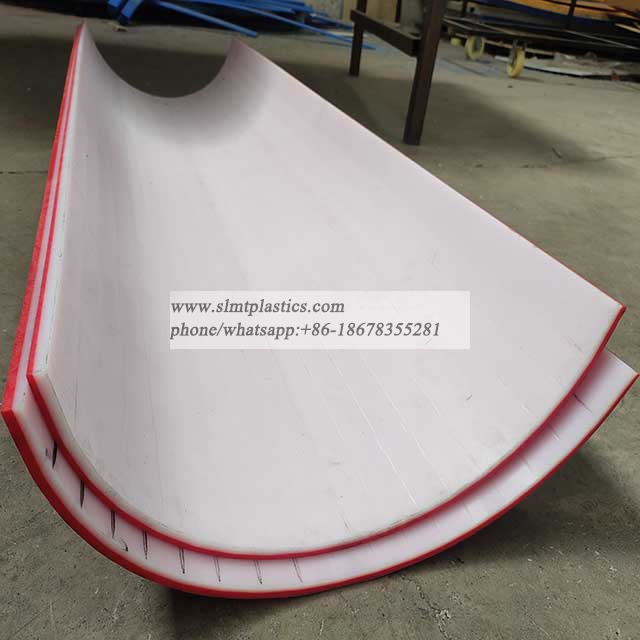 Double Color 3mm 9mm Plastic Screw Conveyor Liner UHMWPE Shaftless Trough Liner